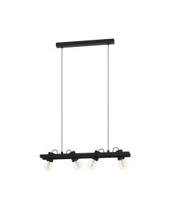 Eglo Lighting - Plimsoll - 43848 - Black Wood 4 Light Bar Ceiling Pendant Light