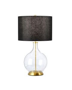 Elstead Lighting - Orb - ORB-CLEAR-AB-BLK - Aged Brass Clear Glass Black Table Lamp With Shade
