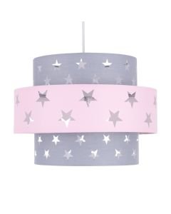 Pink and Grey Star Two Tier Light Shade