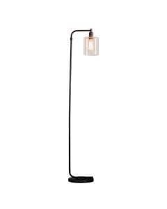 Endon Lighting - Toledo - 95456 - Black Clear Glass Floor Lamp