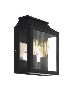 Eglo Lighting - Soncino - 97294 - Black Clear Glass 2 Light IP44 Outdoor Half Lantern Wall Light