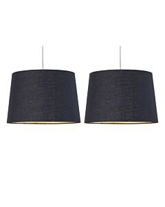 Set of 2 Zoey - Black with Gold Inner Easy Fit Pendant or Lamp Shades