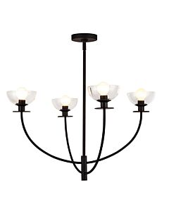 Elstead Lighting - Sylvia - ALM-SYLVIA4-BK-CL - Black Clear Glass 4 Light Ceiling Pendant Light