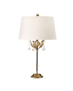 Elstead Lighting - Amarilli - AML-TL-BRONZE-IV - Bronze Clear Dropper Glass Ivory Table Lamp With Shade