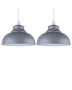 Set of 2 Dome - Grey Easy Fit Metal Pendant Shades