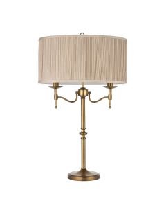 Interiors 1900 - Stanford - 63648 - Antique Brass Beige 2 Light Table Lamp With Shade