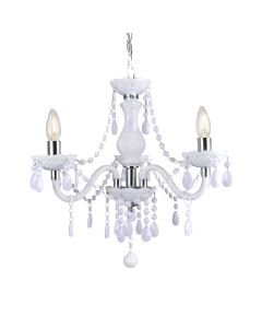 White and Chrome Marie Therese Style 3 x 40W Chandelier