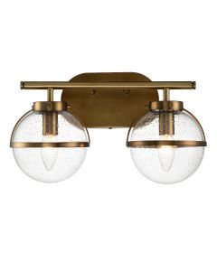 Hinkley Lighting - Hollis - HK-HOLLIS2-C-HB-BATH - Heritage Brass Clear Seeded Glass 2 Light IP44 Bathroom Wall Light