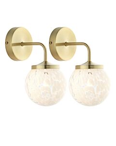 Set of 2 Magda - Confetti Glass with Satin Gold Wall Lamps