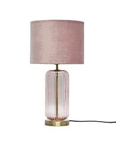 Walpole - Blush Glass and Antique Brass 49cm Table Lamp with Pink Velvet Shade