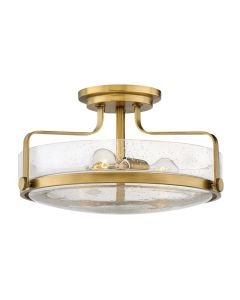 Hinkley Lighting - Harper - HK-HARPER-SFM-HB-CS - Heritage Brass Clear Seeded Glass 3 Light Flush Ceiling Light