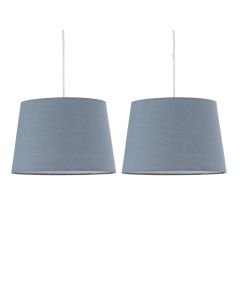 Set of 2 Grey Cotton 28cm Tapered Cylinder Pendant or Lamp Shades