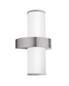 Eglo Lighting - Beverly - 86541 - Stainless Steel Silver White Glass 2 Light IP44 Outdoor Wall Light