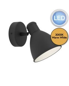 Eglo Lighting - San Peri 1 - 900428 - LED Black White IP44 Bathroom Wall Spotlight