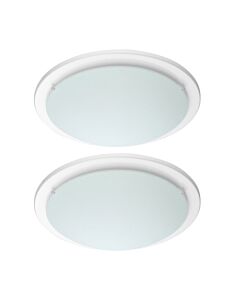 Set of 2 Iceberg - White and Frosted Glass 29cm Flush Light Fittings