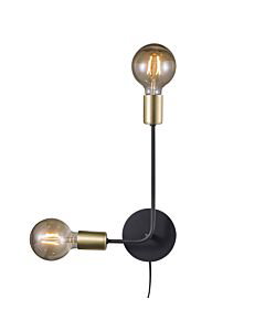 Nordlux - Josefine - 48941003 - Black Brass 2 Light Plug In Wall Light