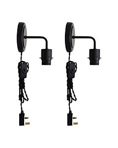 Set of 2 Toby -Black Plug in Wall Light Fittings Only