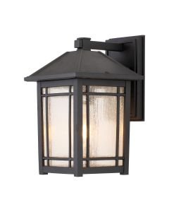 Quoizel Lighting - Cedar Point - QZ-CEDAR-POINT-M-BK - Black Clear Seeded Glass IP44 Outdoor Wall Light