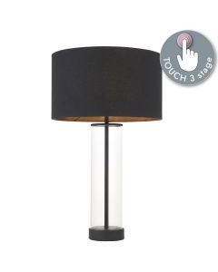 Endon Lighting - Lessina - 100440 - Black Clear Glass Touch Table Lamp With Shade