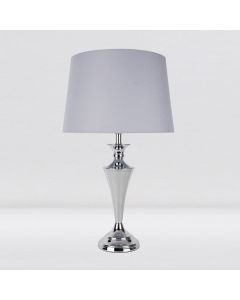 Contemporary Chrome Table Lamp with Grey Shade
