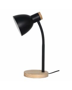 Clark - Natural Wood with Black Table or Bedside Lamp