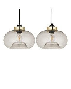 Set of 2 Fusia - Glass Easy Fit Pendant Light Shades with Gold Detail