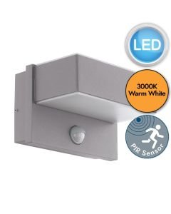 Eglo Lighting - Azzinano - 97159 - LED Silver White 2 Light IP44 Outdoor Sensor Wall Light