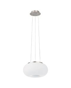 Eglo Lighting - Optica - 86813 - Satin Nickel White Glass 2 Light Ceiling Pendant Light