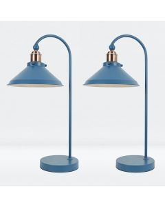 Set of 2 Maxwell - Mirage Blue Brushed Copper Task Table Lamps