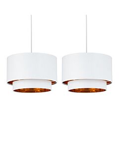 Set of 2 Kozy - White and Gold 30cm Pendant Shades