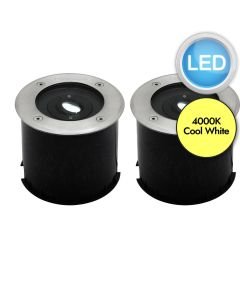 Set of 2 Gea - LED Black Clear Glass IP67 Outdoor Ground Lights
