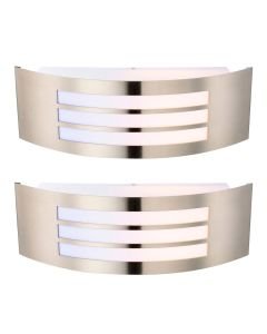 Set of 2 Camden - Stainless Steel Louvered Wall Lights