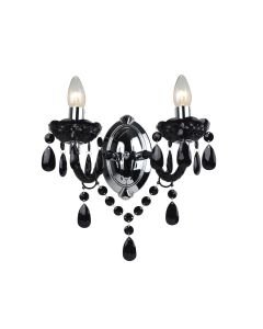 Black Acrylic and Chrome Marie Therese Style 2 x 40W Wall Light