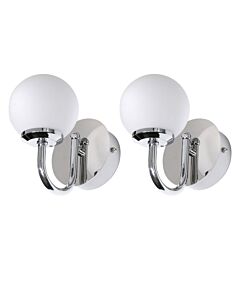 Set of 2 Victoria - Chrome Globe Bathroom Wall Lights