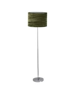 Chrome Stick Floor Lamp with Green Crushed Velvet Shade