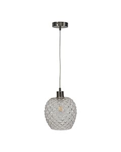 Baine - Clear Textured Glass with Satin Nickel Pendant Fitting