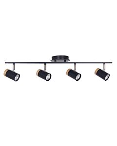 Stratton - Black with Wood Detail Four Way Spotlight