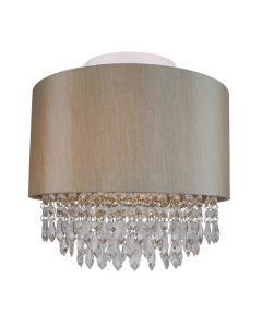 Large 350mm Soft Gold Ceiling Flush Shade with Matching Inner and Clear Droplets