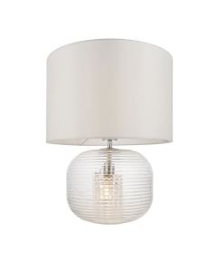 Endon Lighting - Westcombe - 98086 - Clear Ribbed Glass Vintage White Table Lamp With Shade