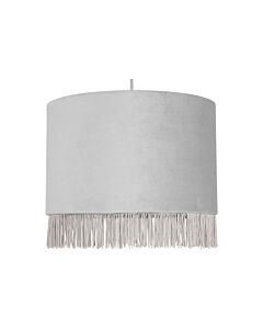 Fringed - Silvery Grey 23cm Fringed Velvet Pendant Shade