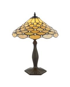 Interiors 1900 - Pearl - 64301 - Dark Bronze Tiffany Glass Table Lamp