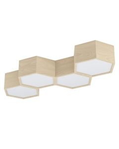 Eglo Lighting - Mirlas - 98862 - Wood White 4 Light Flush Ceiling Light