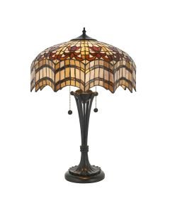 Interiors 1900 - Vesta - 64377 - Dark Bronze Tiffany Glass 2 Light Table Lamp
