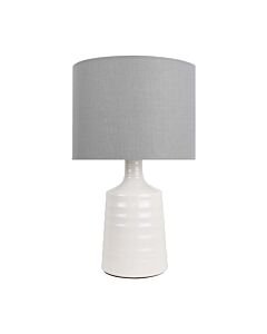 Ripple - Off White Ribbed Ceramic Table Lamp with Grey Fabric Shade