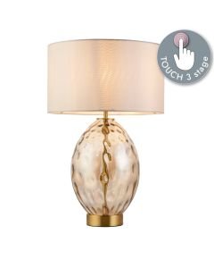 Pittman - Satin Brass Champagne Crystal Glass Vintage White Touch Table Lamp With Shade