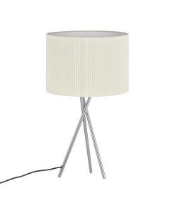 Chrome Tripod Table Lamp with White Micropleat Shade