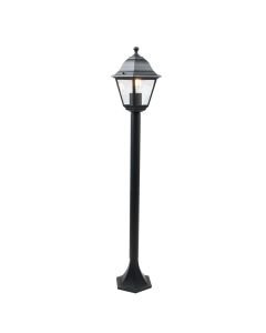 Cambridge - Black with Clear Glass Four Sided Lantern IP44 Outdoor 100cm Bollard Light