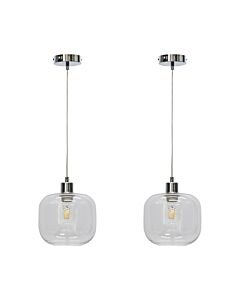Set of 2 Bletch - Clear Glass with Chrome Pendant Fittings