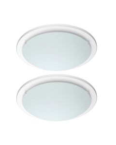 Set of 2 Iceberg - White and Frosted Glass 29cm Flush Light Fittings