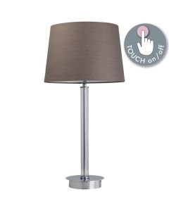 Chrome Column Touch Lamp with Grey Shade